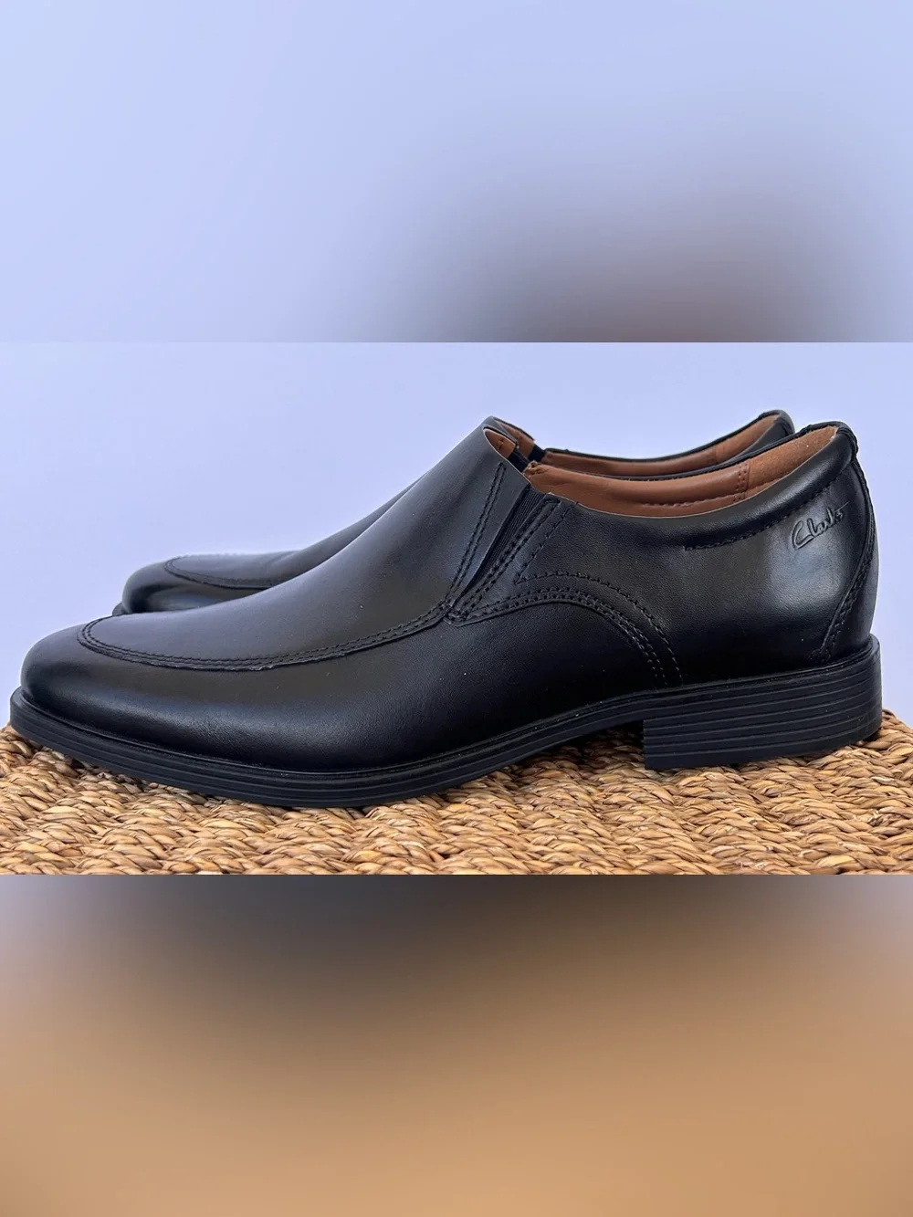 Clarks‎ Men’s Whiddon Step Loafer Leather Slip On Double Gore Black Size 8W